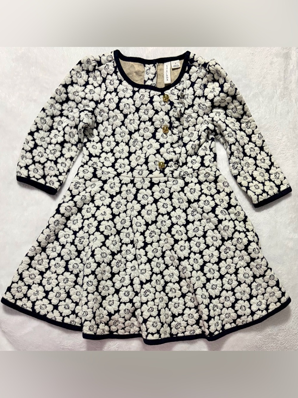 Janie and Jack Black and White Floral Knit Dress